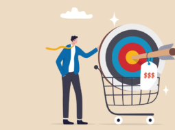 Arrow hitting target in customer shopping basket showing strong conversion rate