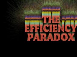The words Efficiency Paradox in red set on a black background