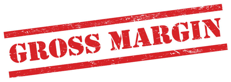 Bold red graphic with the words “Gross Margin” in distressed capital letters, symbolizing financial performance and profitability in business strategy.