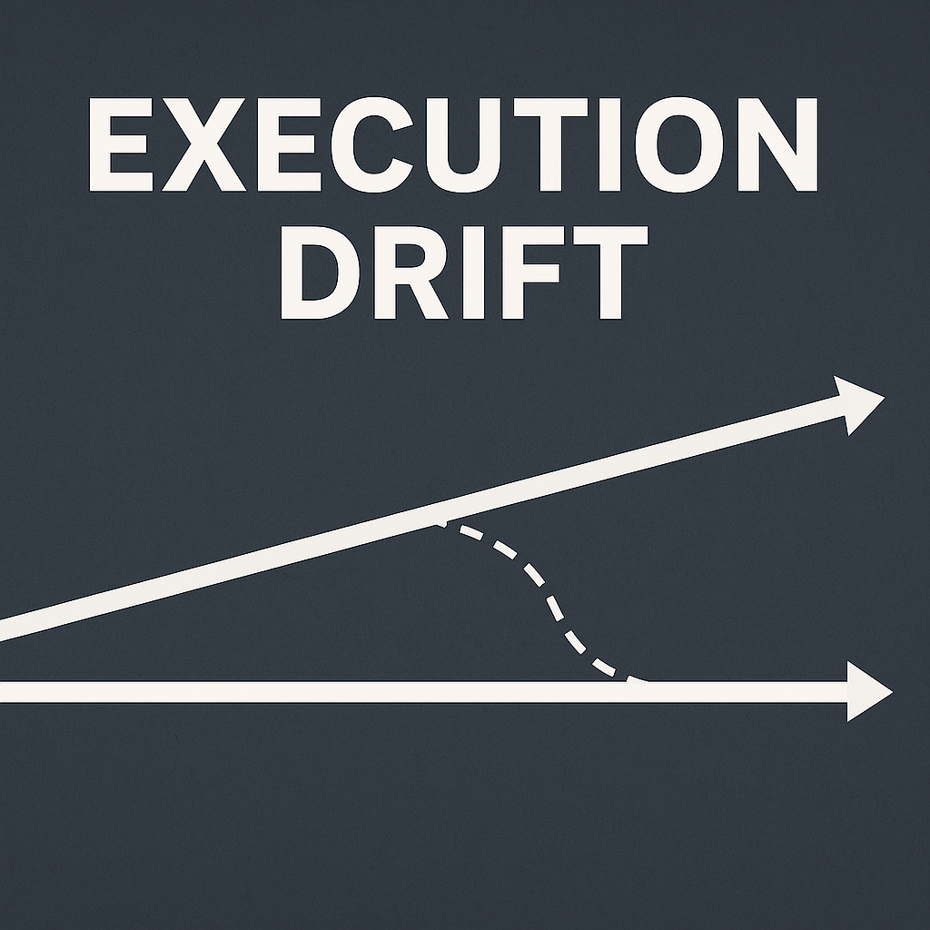 two divergent arrows showing a gap between the intended path and the actual path