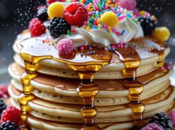 stack of pancakes with lots of decorations to signify a metric stack trap